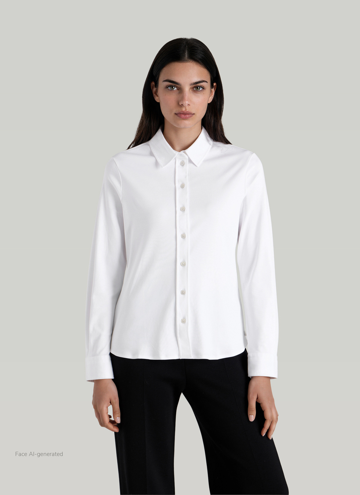 Bluse 1/1 Arm Wirk, Pure White Frontansicht
