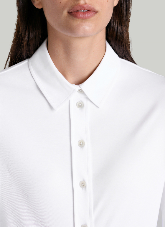 Bluse 1/1 Arm Wirk Pure White Frontansicht