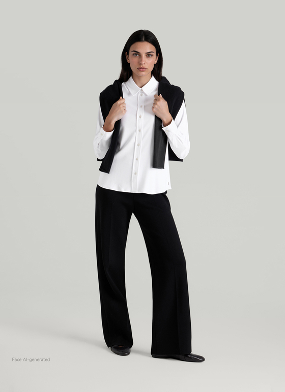 Bluse 1/1 Arm Wirk Pure White Frontansicht