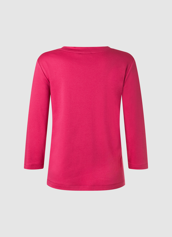 Longsleeve Rundhals 3/4 Arm Peony Red Frontansicht