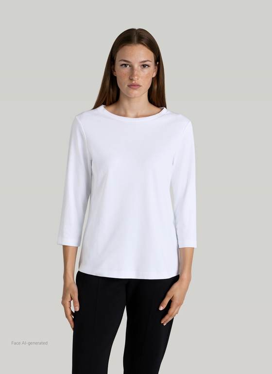 Longsleeve Rundhals 3/4 Arm Pure White Frontansicht
