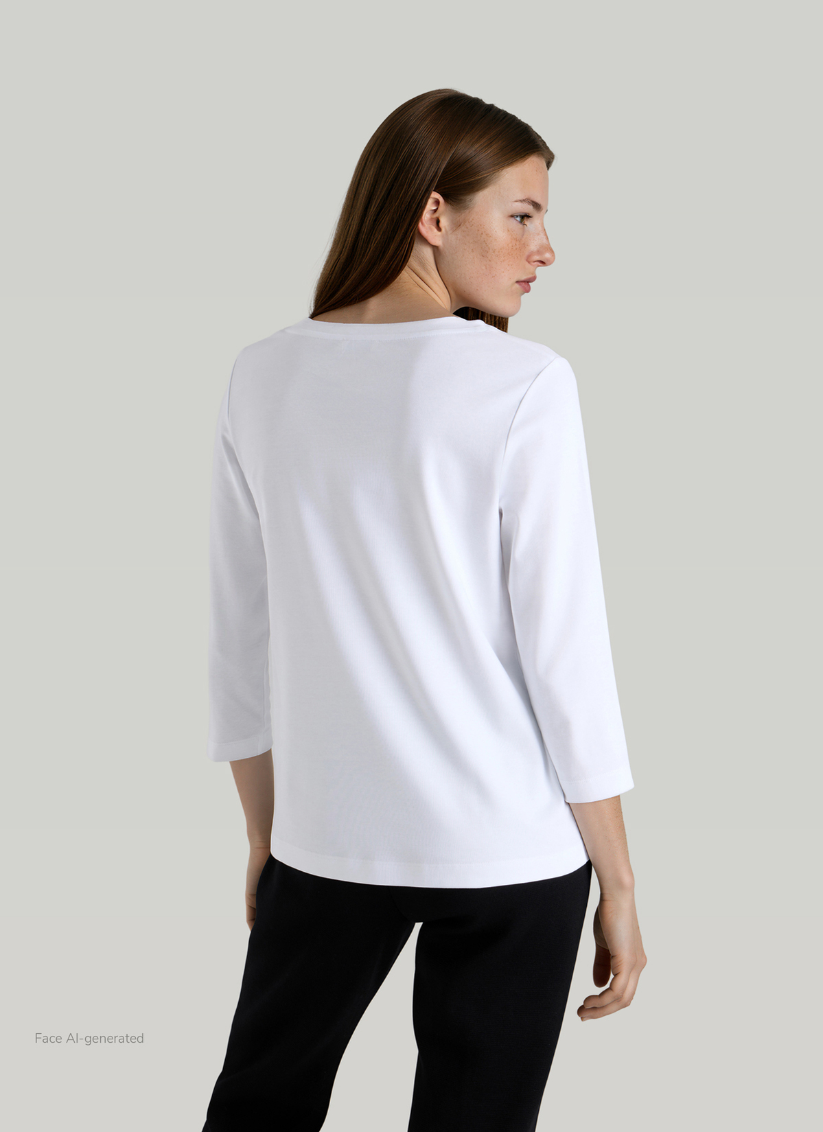 Longsleeve Rundhals 3/4 Arm, Pure White Rückansicht
